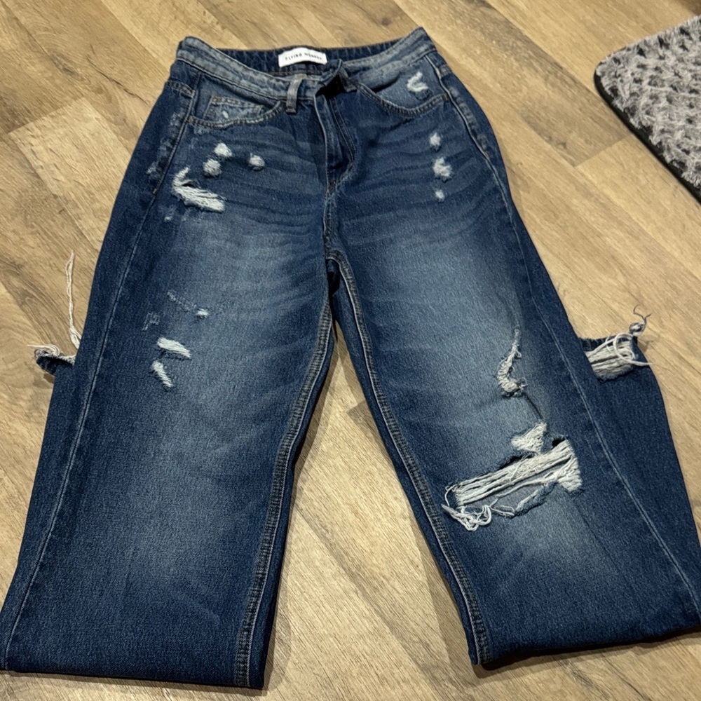 Distressed Blue Jeans
